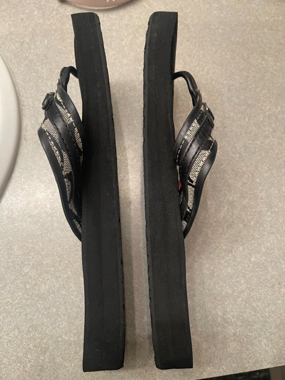 Coach Jasmine Leather Flip Flop Sandal Black Grey Size 10 - Picture 4 of 13